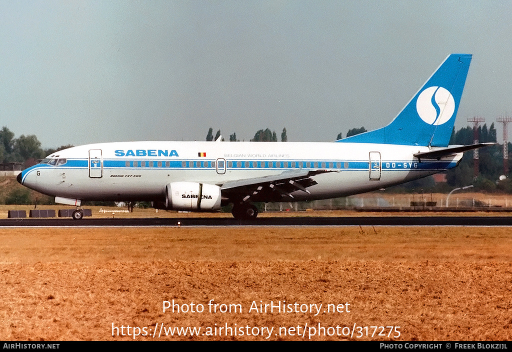 Aircraft Photo of OO-SYG | Boeing 737-529 | Sabena | AirHistory.net #317275