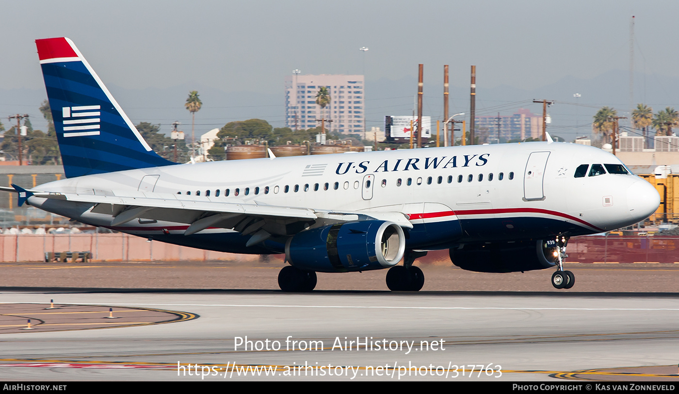 Aircraft Photo of N839AW | Airbus A319-132 | US Airways | AirHistory.net #317763