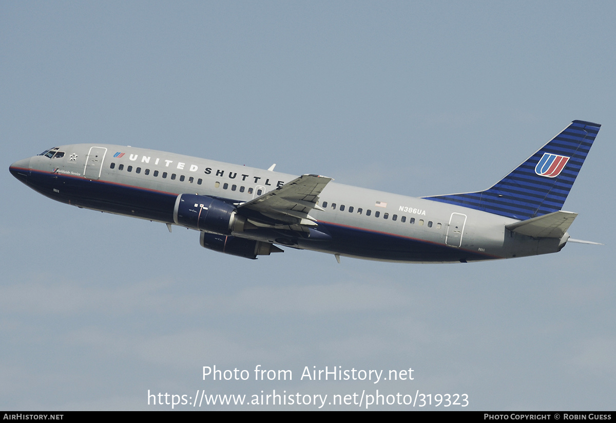 Aircraft Photo of N386UA | Boeing 737-322 | United Shuttle | AirHistory.net #319323