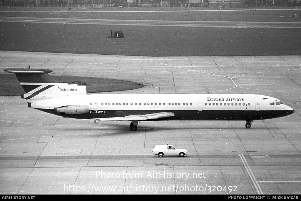 Aircraft Photo of G-AWZI | Hawker Siddeley HS-121 Trident 3B | British Airways | AirHistory.net #320492