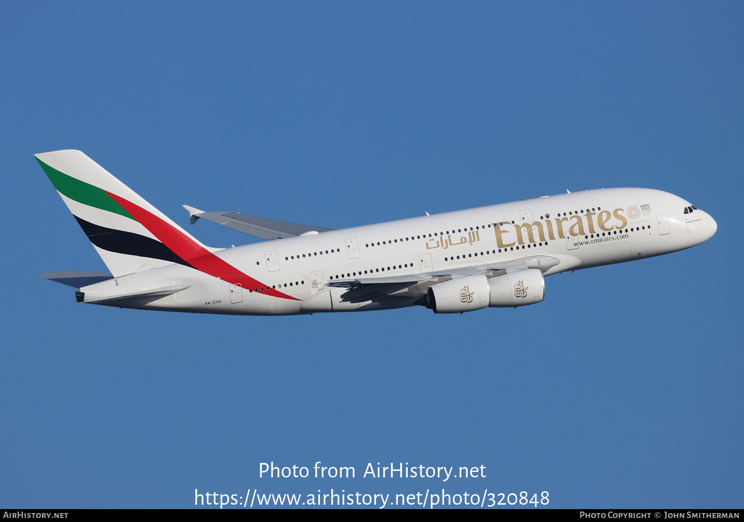 Aircraft Photo of A6-EUU | Airbus A380-842 | Emirates | AirHistory.net #320848