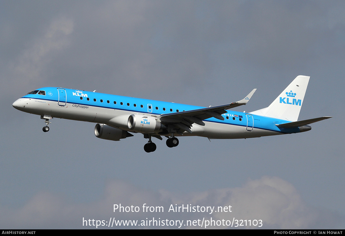 Aircraft Photo of PH-EXA | Embraer 190STD (ERJ-190-100STD) | KLM Cityhopper | AirHistory.net #321103