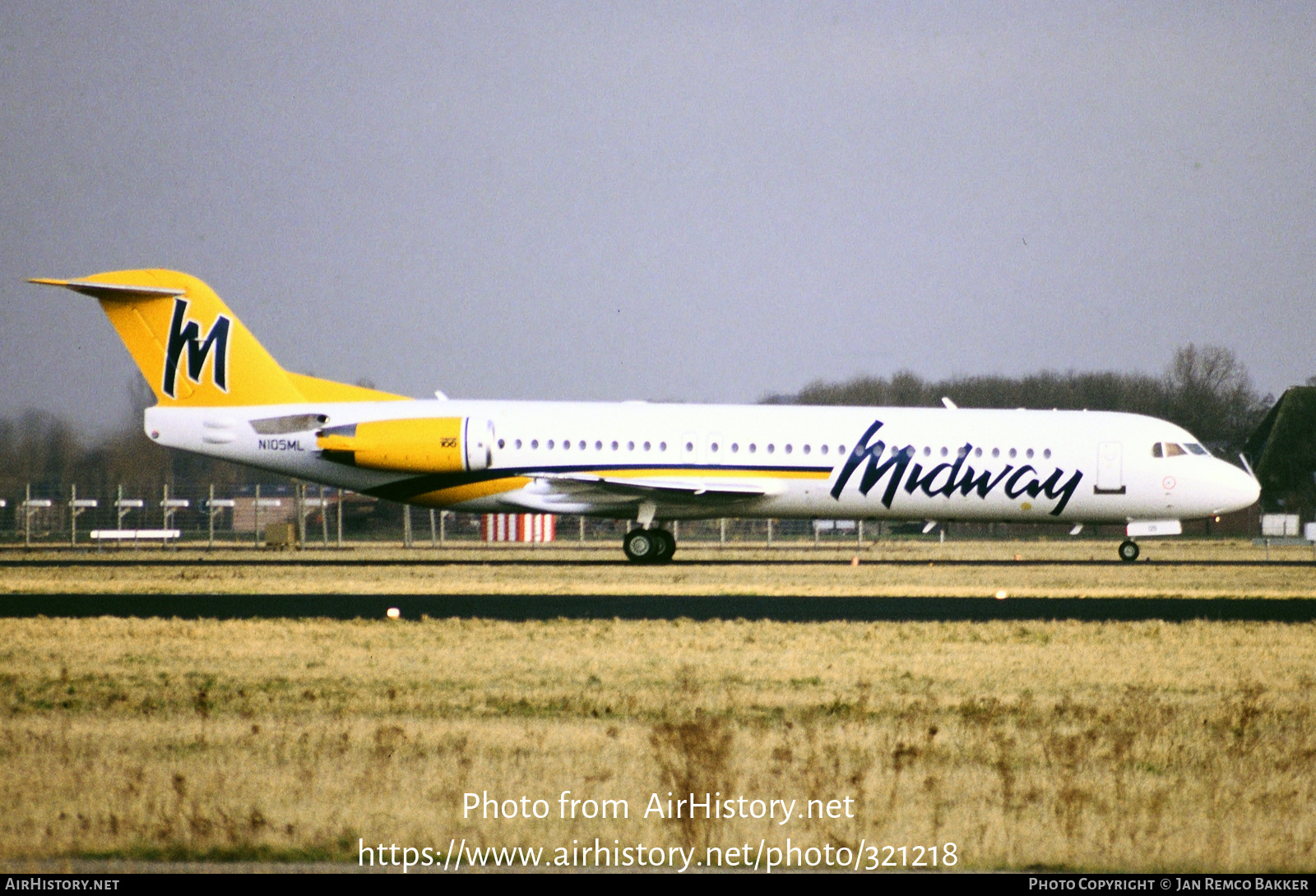 Aircraft Photo of N105ML | Fokker 100 (F28-0100) | Midway Airlines | AirHistory.net #321218