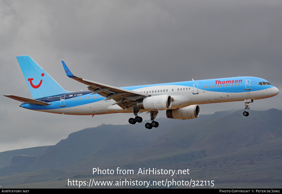 Aircraft Photo of G-OOBF | Boeing 757-28A | Thomson Airways | AirHistory.net #322115