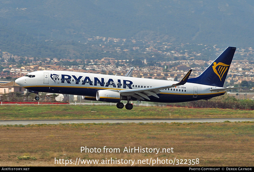 Aircraft Photo of EI-GDW | Boeing 737-800 | Ryanair | AirHistory.net #322358