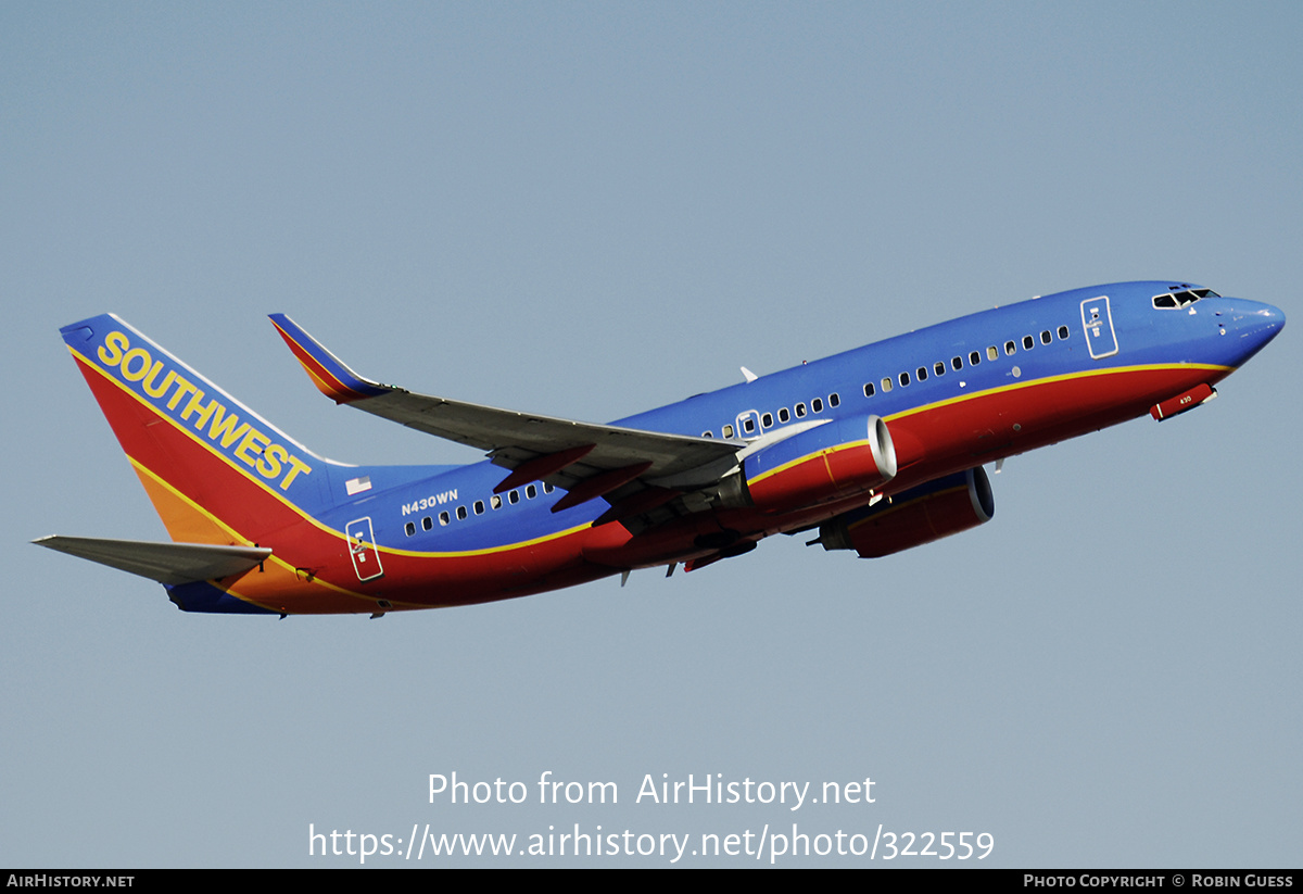 Aircraft Photo of N430WN | Boeing 737-7H4 | Southwest Airlines | AirHistory.net #322559