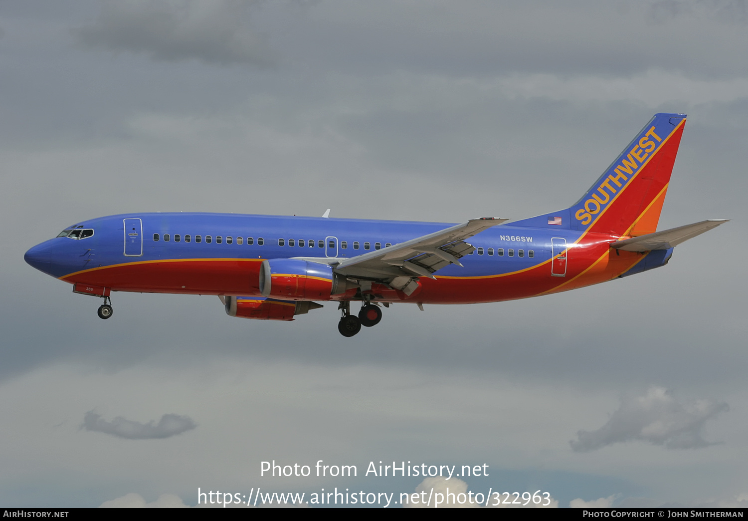 Aircraft Photo of N366SW | Boeing 737-3H4 | Southwest Airlines | AirHistory.net #322963