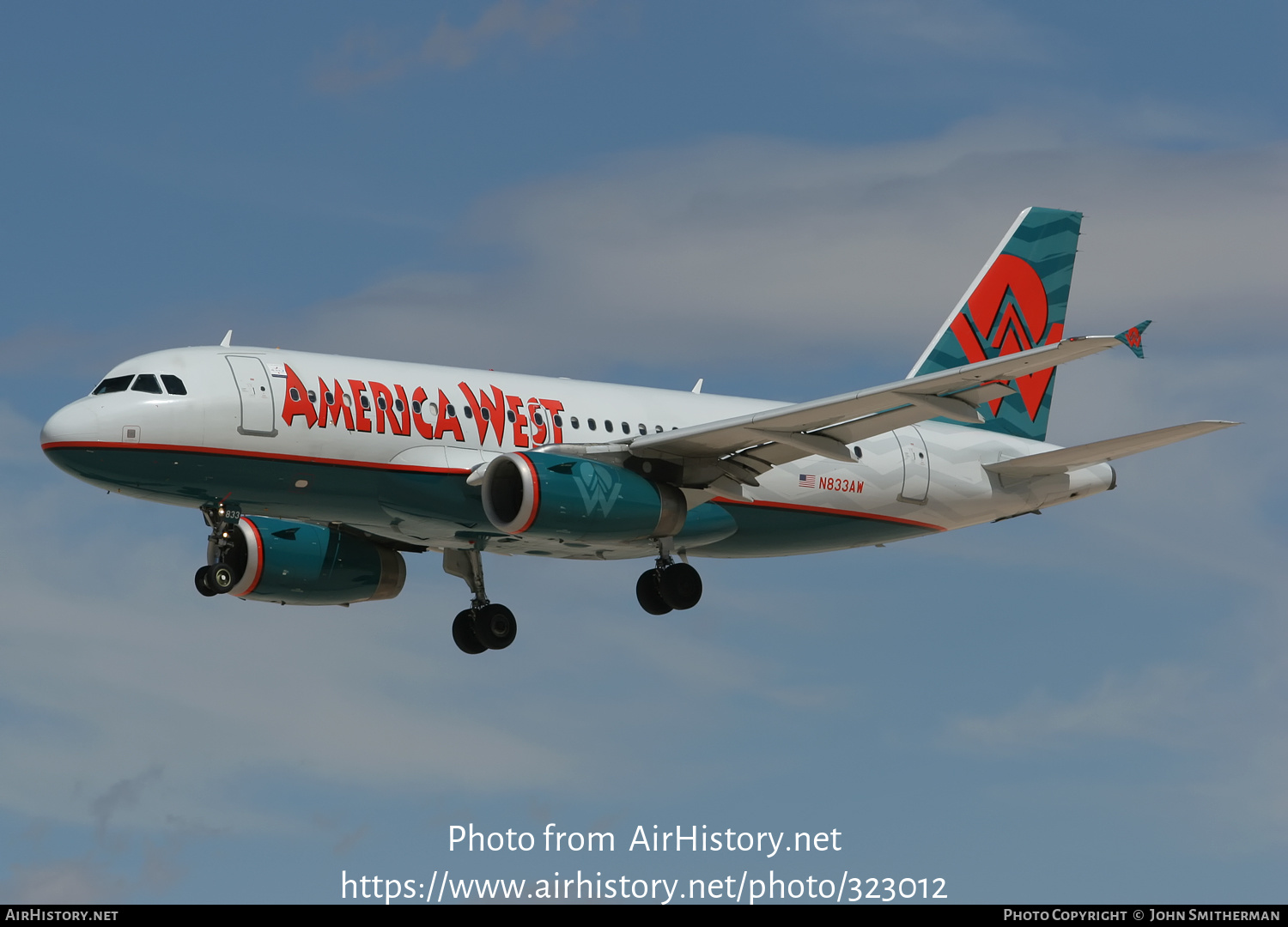 Aircraft Photo of N833AW | Airbus A319-132 | America West Airlines | AirHistory.net #323012