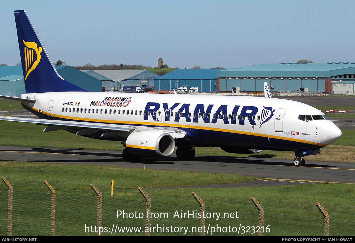 Aircraft Photo of EI-EPD | Boeing 737-8AS | Ryanair | AirHistory.net #323216