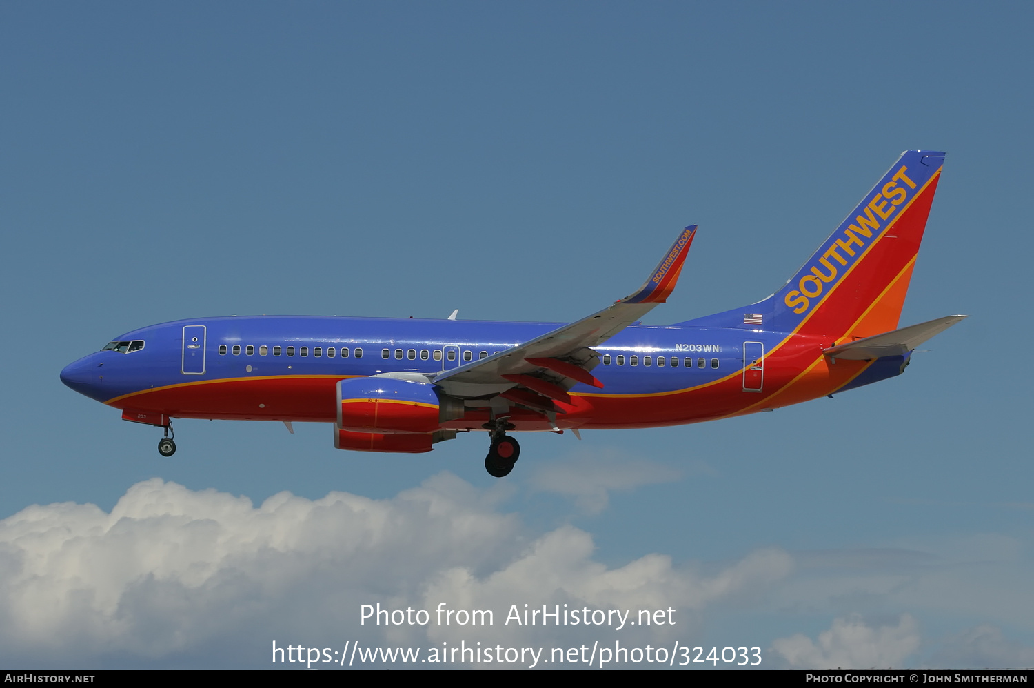 Aircraft Photo of N203WN | Boeing 737-7H4 | Southwest Airlines | AirHistory.net #324033