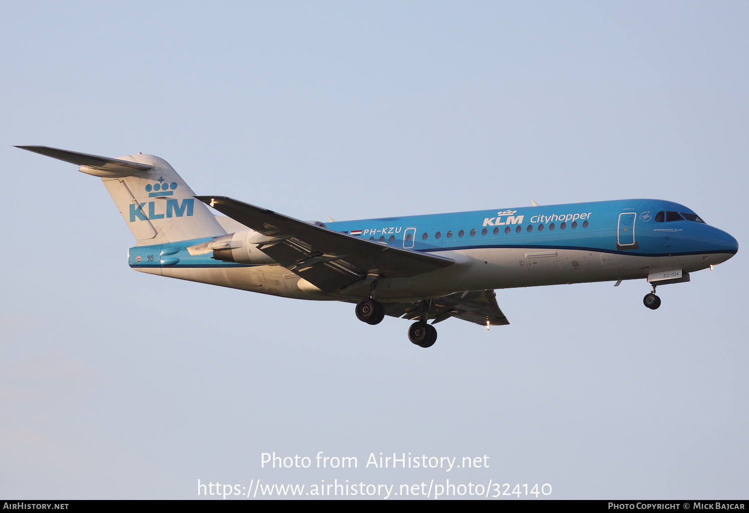 Aircraft Photo of PH-KZU | Fokker 70 (F28-0070) | KLM Cityhopper | AirHistory.net #324140