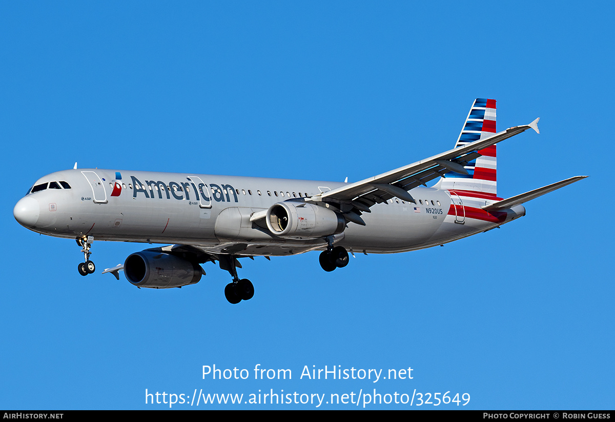 Aircraft Photo of N920US | Airbus A321-231 | American Airlines | AirHistory.net #325649