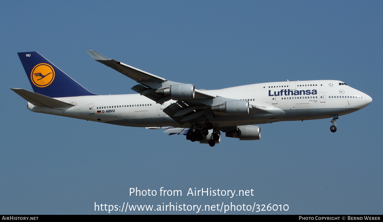 Aircraft Photo of D-ABVU | Boeing 747-430 | Lufthansa | AirHistory.net #326010