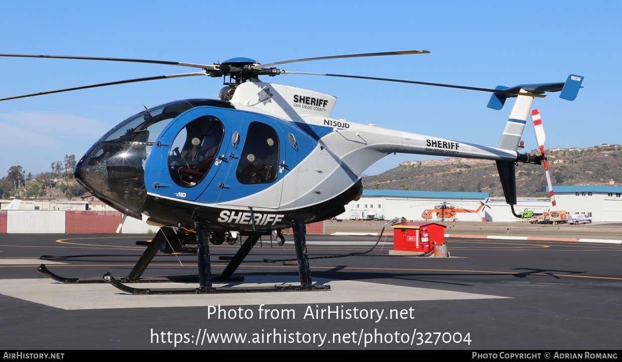 Aircraft Photo of N150JD | McDonnell Douglas MD-500E (369E) | San Diego County Sheriff | AirHistory.net #327004