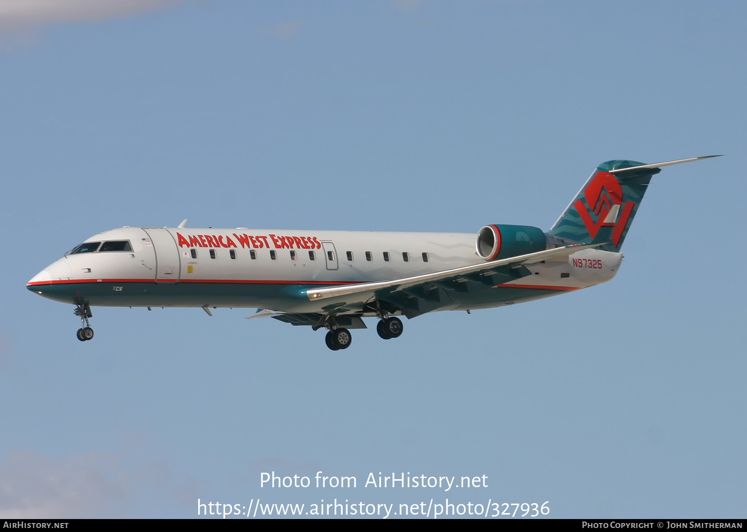 Aircraft Photo of N97325 | Bombardier CRJ-200LR (CL-600-2B19) | America West Express | AirHistory.net #327936