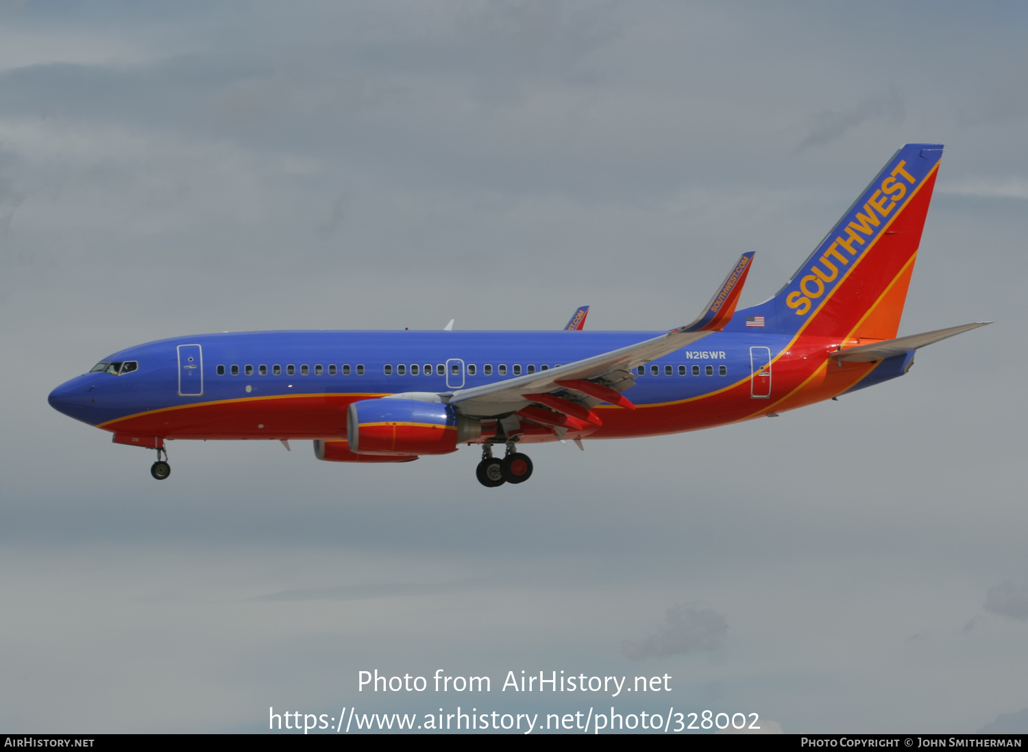Aircraft Photo of N216WR | Boeing 737-7H4 | Southwest Airlines | AirHistory.net #328002