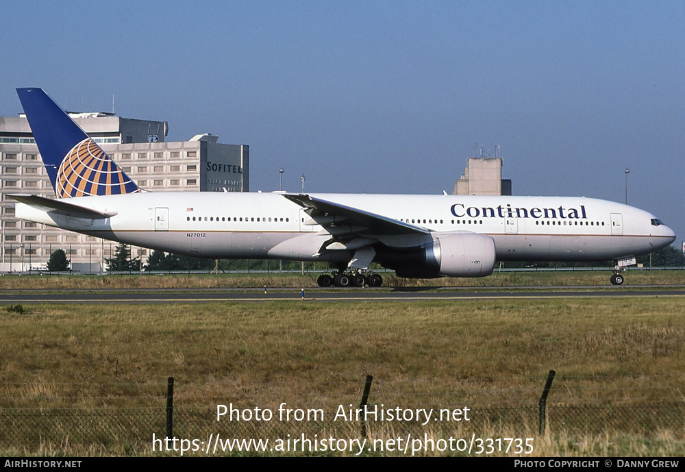 Aircraft Photo of N77012 | Boeing 777-224/ER | Continental Airlines | AirHistory.net #331735