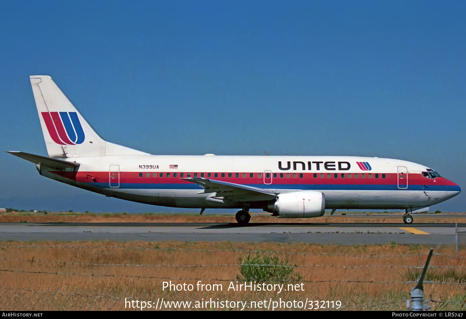 Aircraft Photo of N399UA | Boeing 737-322 | United Airlines | AirHistory.net #332119