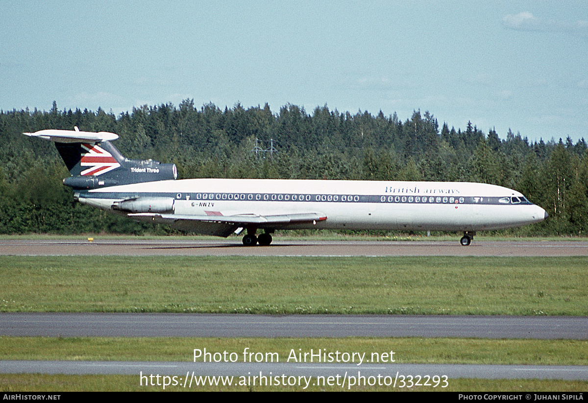 Aircraft Photo of G-AWZV | Hawker Siddeley HS-121 Trident 3B | British Airways | AirHistory.net #332293