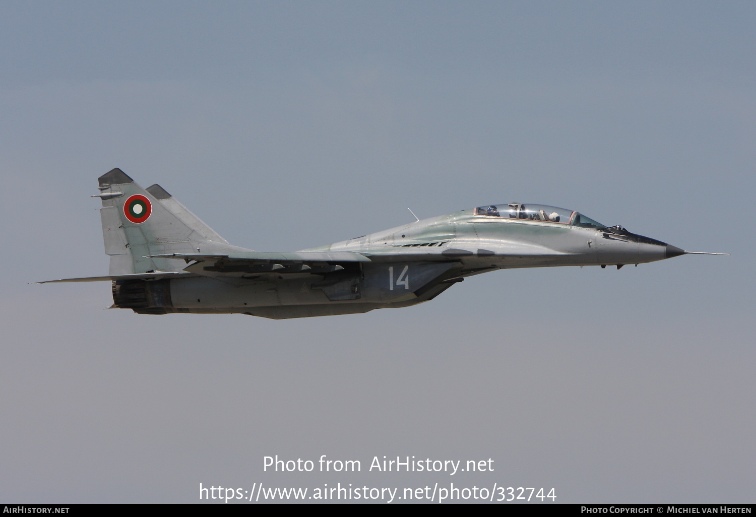 Aircraft Photo of 14 | Mikoyan-Gurevich MiG-29UB (9-51) | Bulgaria - Air Force | AirHistory.net #332744