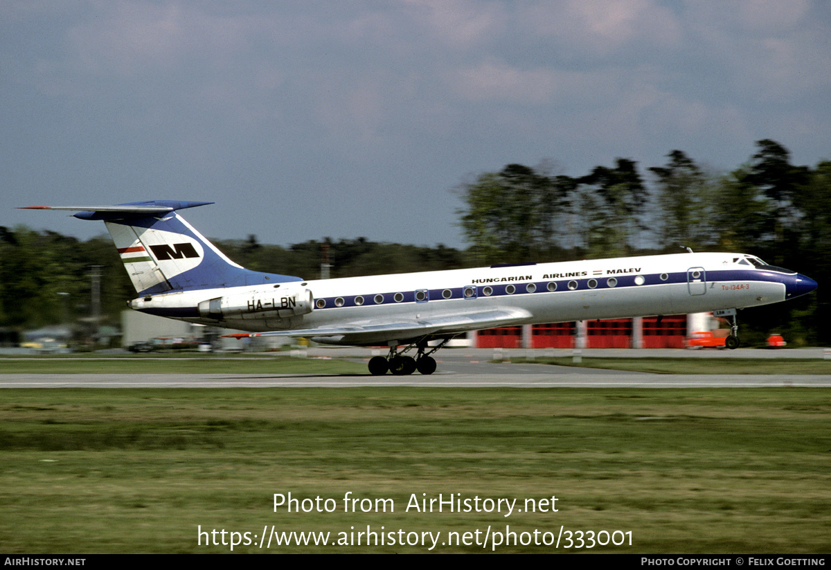 Aircraft Photo of HA-LBN | Tupolev Tu-134A-3 | Malév - Hungarian Airlines | AirHistory.net #333001