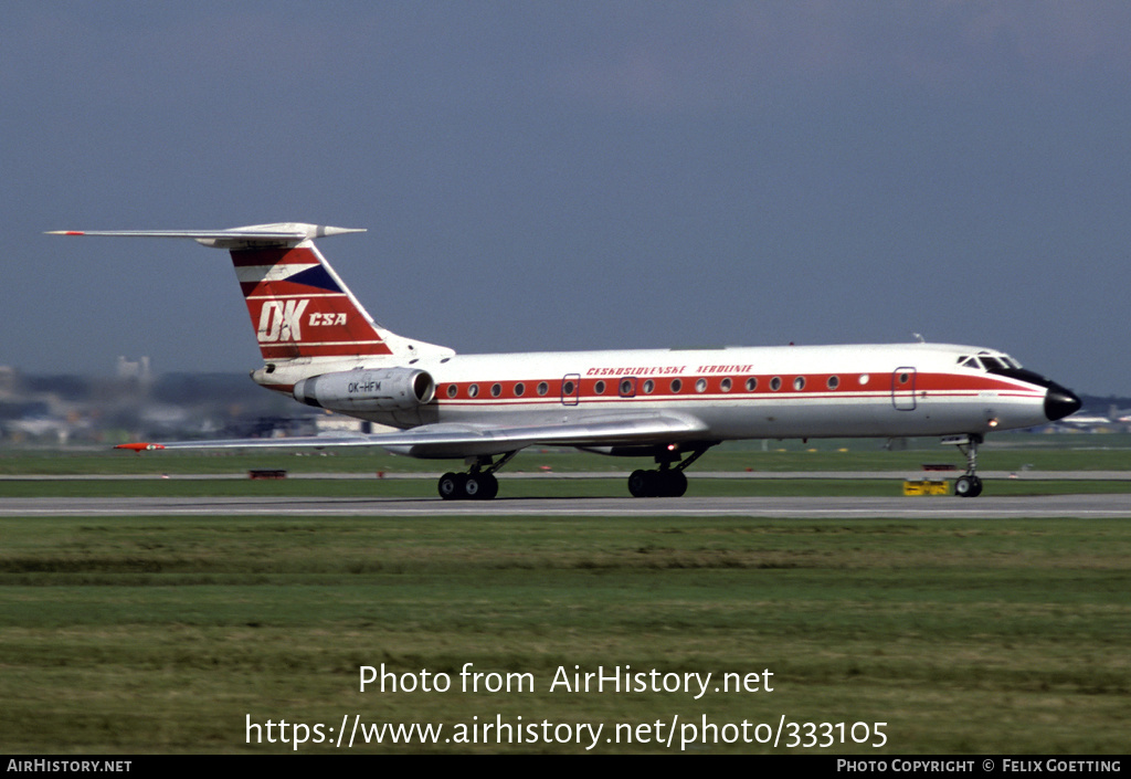 Aircraft Photo of OK-HFM | Tupolev Tu-134A | ČSA - Československé Aerolinie - Czechoslovak Airlines | AirHistory.net #333105