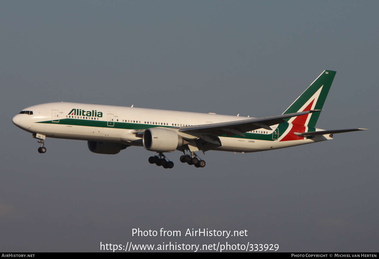 Aircraft Photo of I-DISA | Boeing 777-243/ER | Alitalia | AirHistory.net #333929