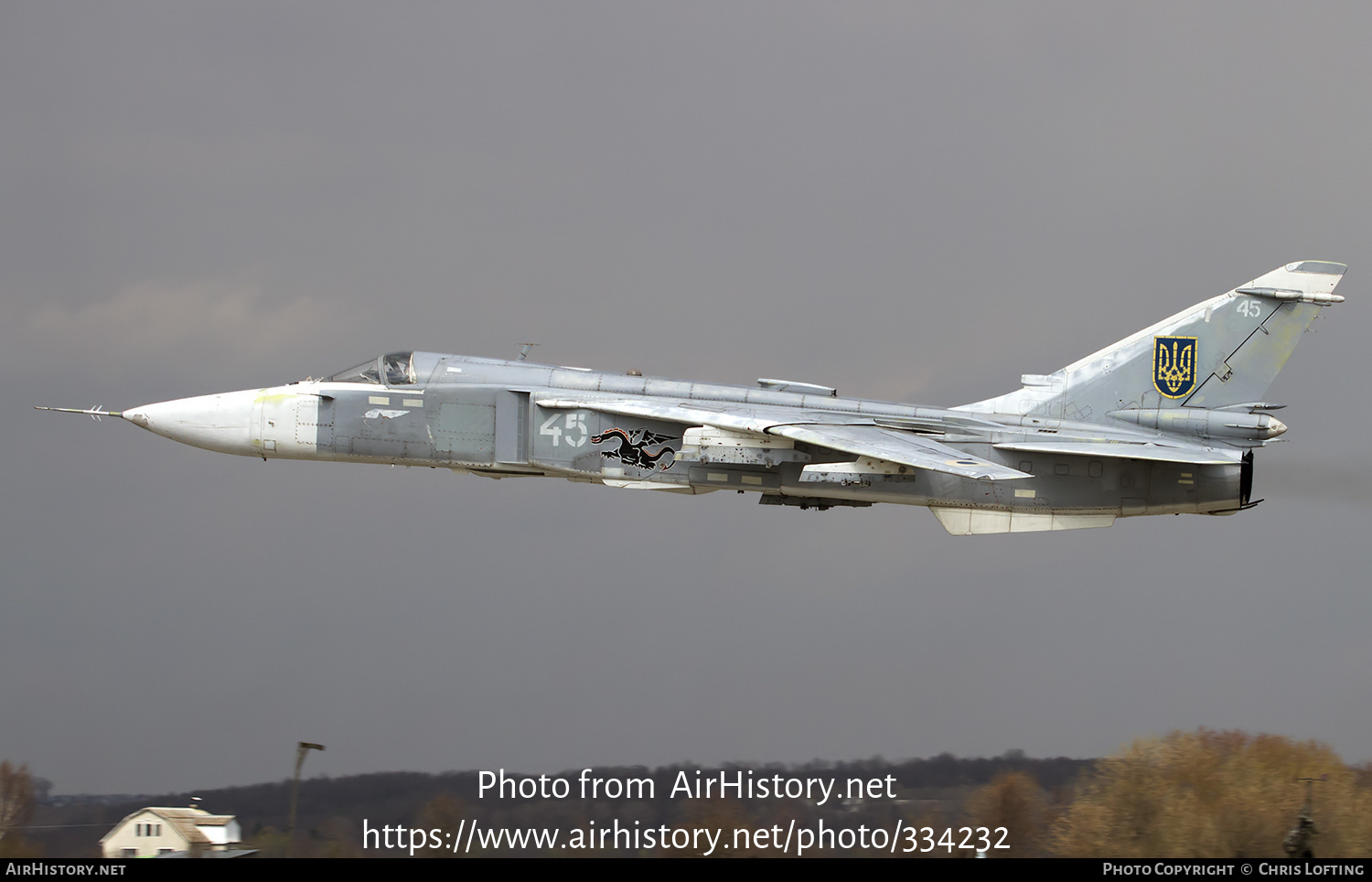 Aircraft Photo of 45 white | Sukhoi Su-24M | Ukraine - Air Force | AirHistory.net #334232