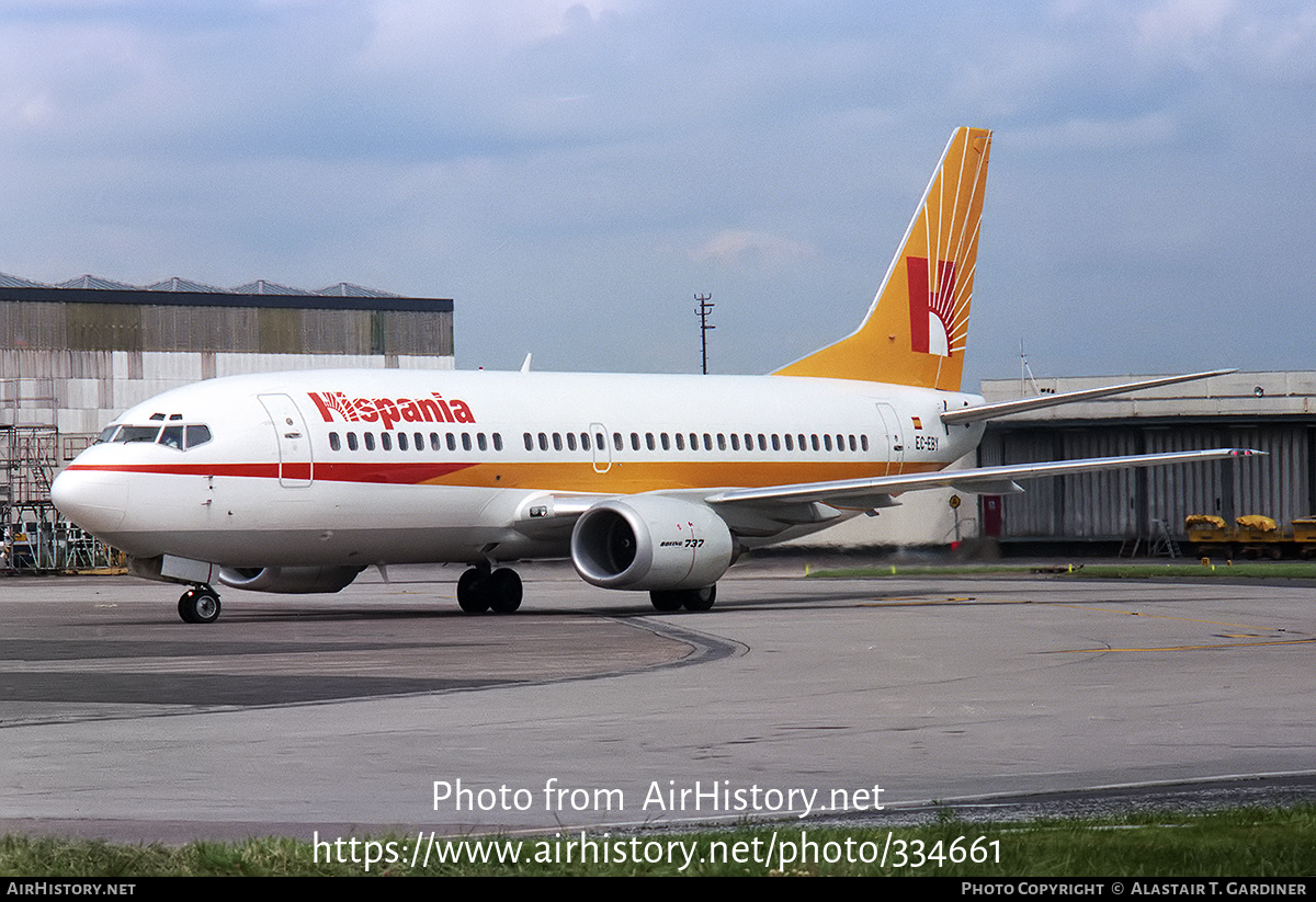 Aircraft Photo of EC-EBY | Boeing 737-3Y0 | Hispania Líneas Aéreas | AirHistory.net #334661