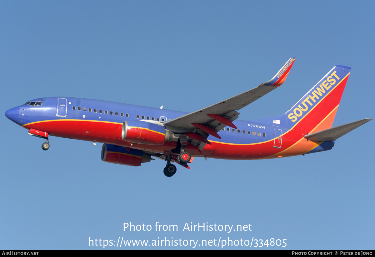 Aircraft Photo of N726SW | Boeing 737-7H4 | Southwest Airlines | AirHistory.net #334805