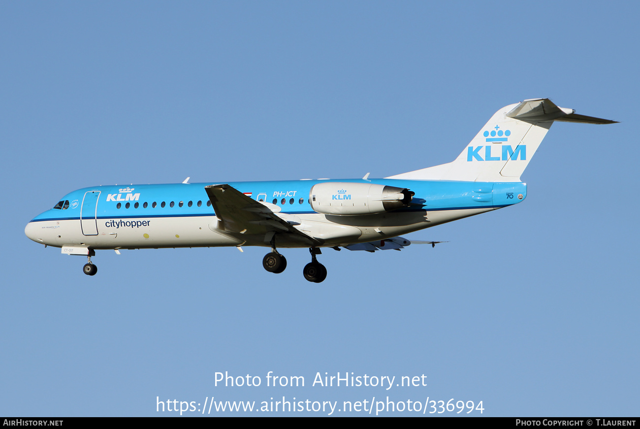 Aircraft Photo of PH-JCT | Fokker 70 (F28-0070) | KLM Cityhopper | AirHistory.net #336994