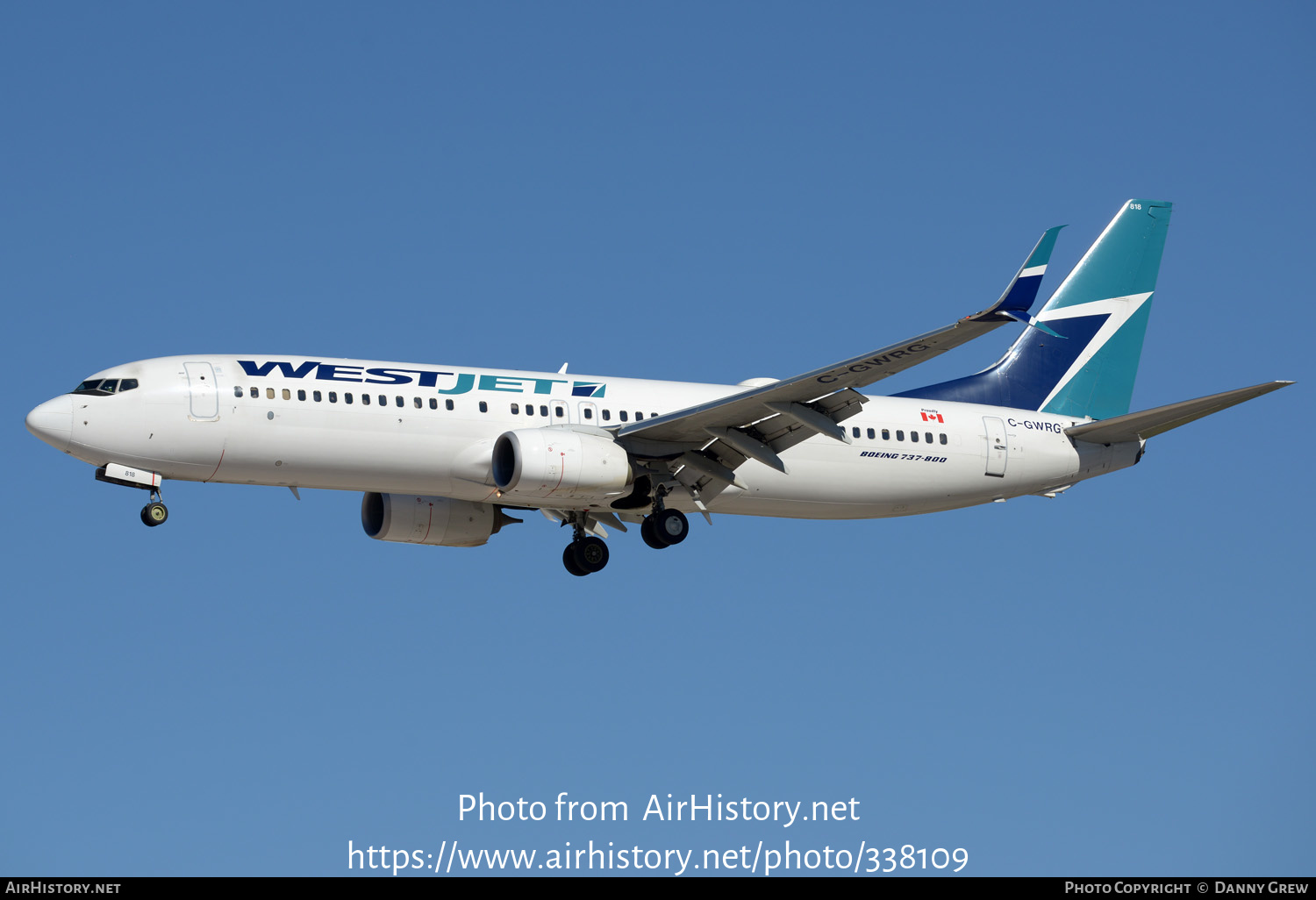 Aircraft Photo of C-GWRG | Boeing 737-8CT | WestJet | AirHistory.net #338109