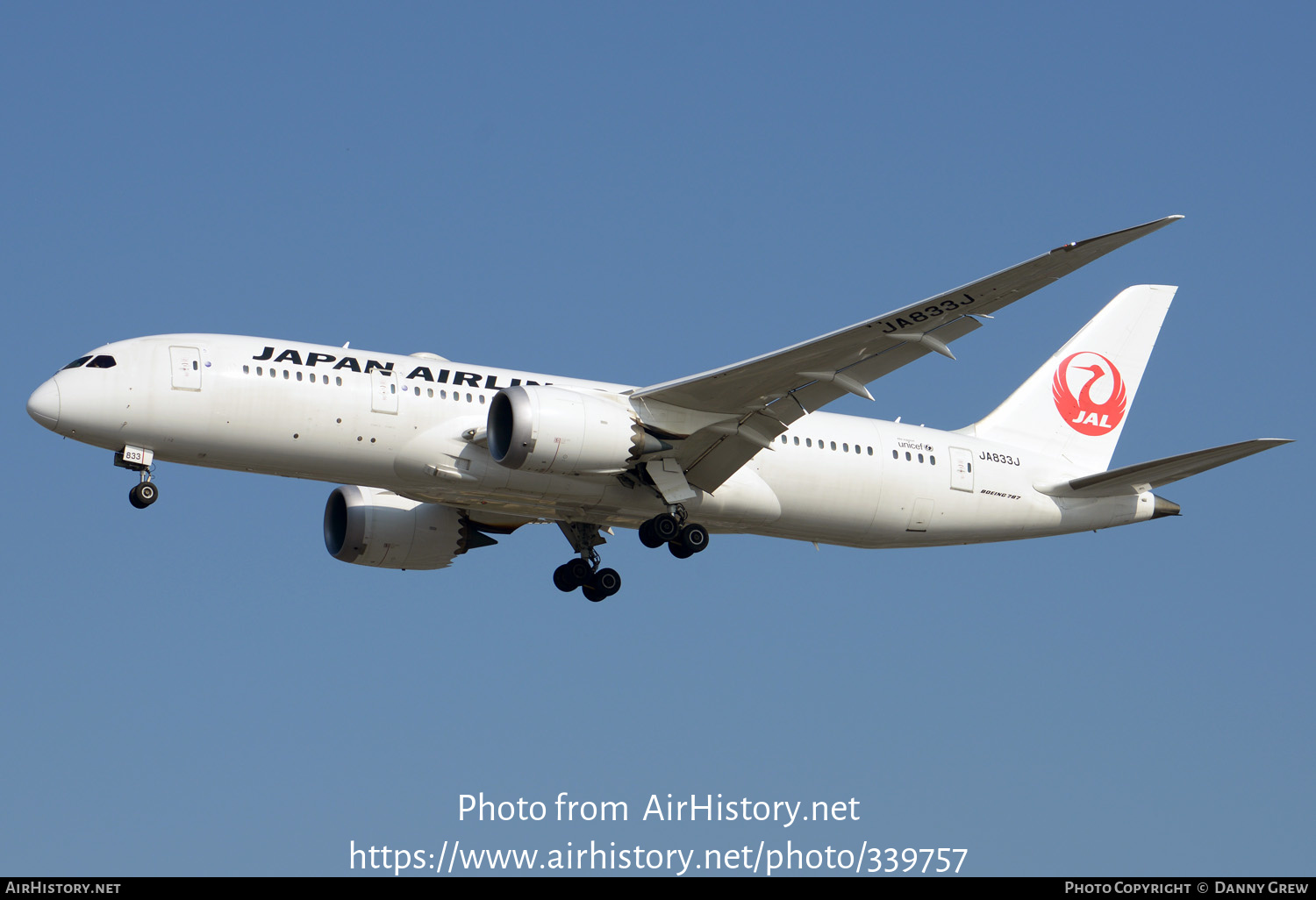 Aircraft Photo of JA833J | Boeing 787-8 Dreamliner | Japan Airlines - JAL | AirHistory.net #339757