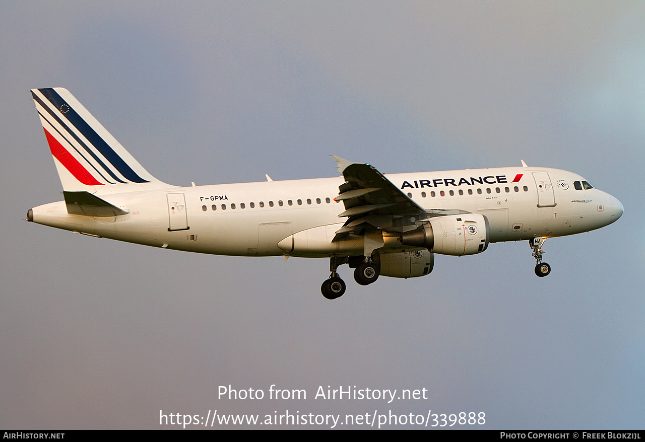 Aircraft Photo of F-GPMA | Airbus A319-113 | Air France | AirHistory.net #339888