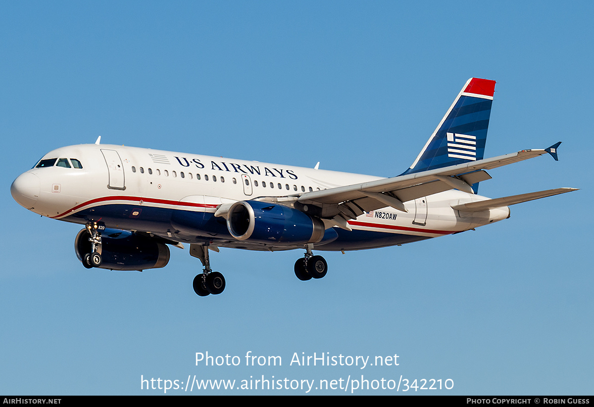 Aircraft Photo of N820AW | Airbus A319-132 | US Airways | AirHistory.net #342210
