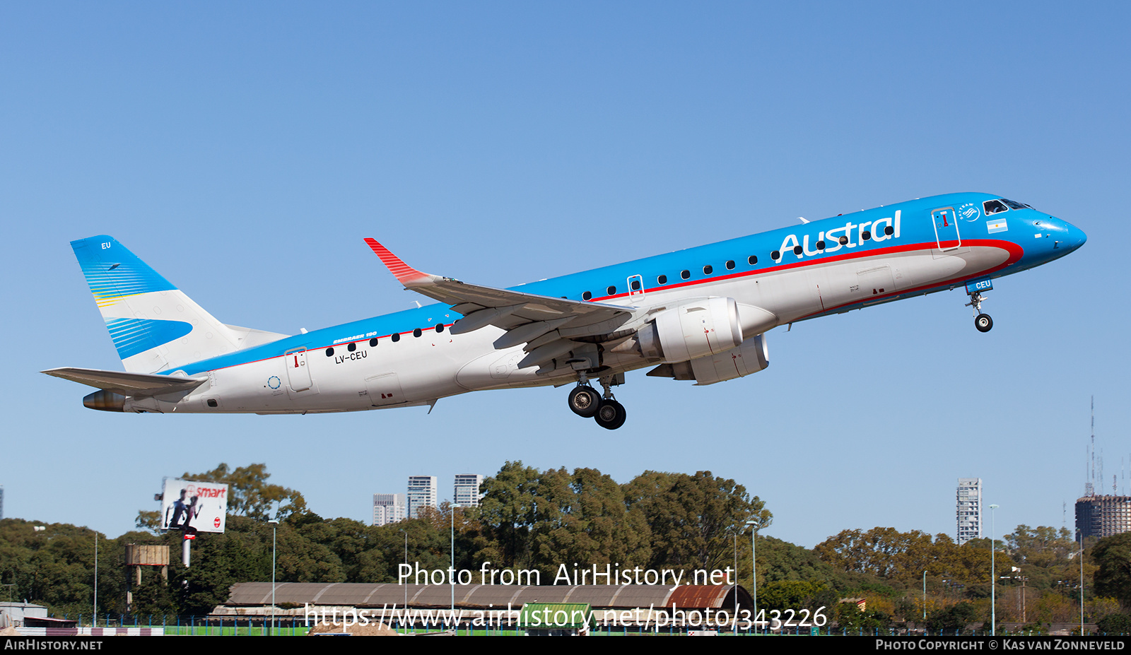 Aircraft Photo of LV-CEU | Embraer 190AR (ERJ-190-100IGW) | Austral Líneas Aéreas | AirHistory.net #343226