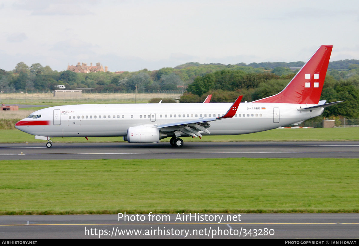 Aircraft Photo of D-APBB | Boeing 737-8Q8 | PrivatAir | AirHistory.net #343280