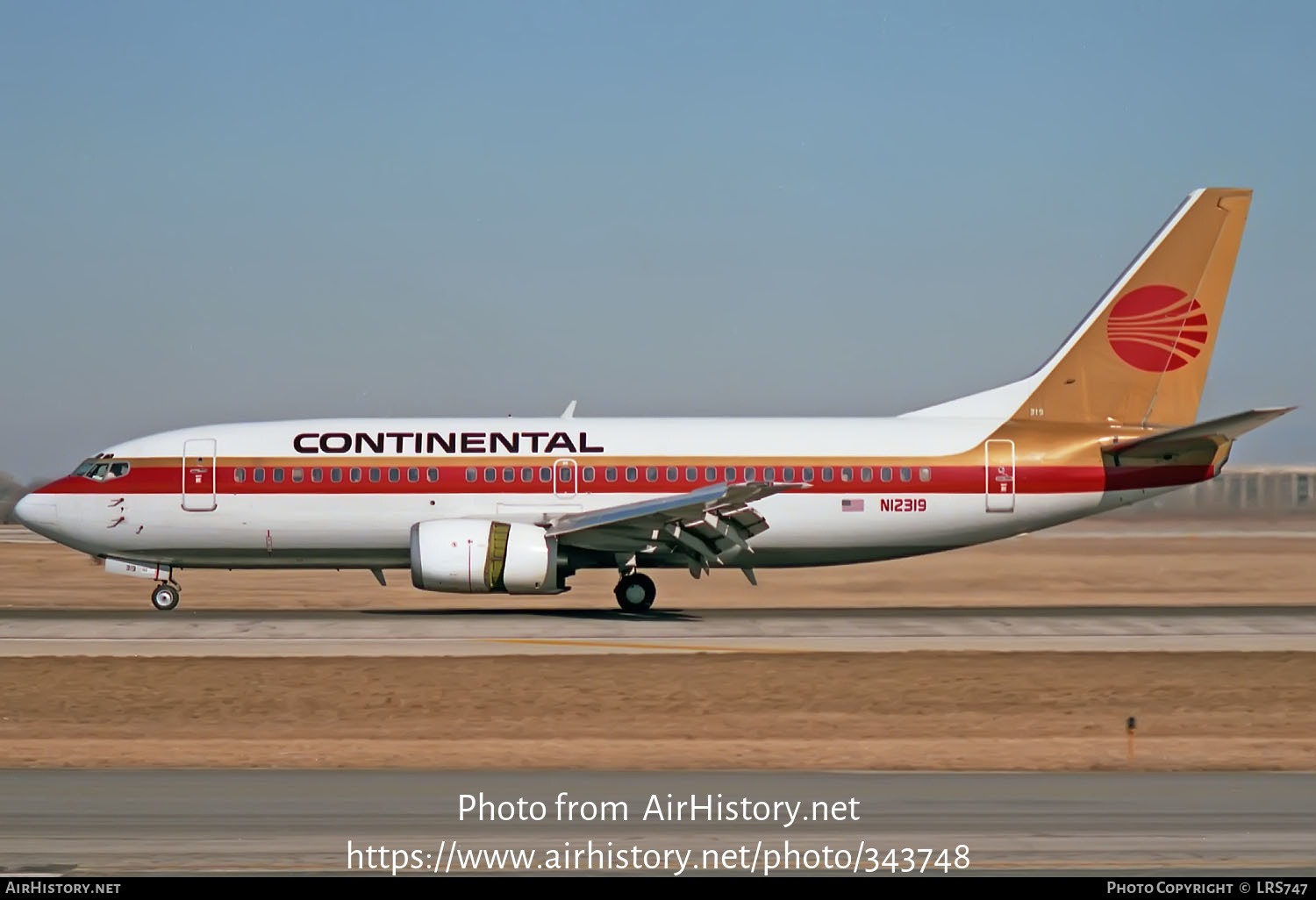 Aircraft Photo of N12319 | Boeing 737-3T0 | Continental Airlines | AirHistory.net #343748