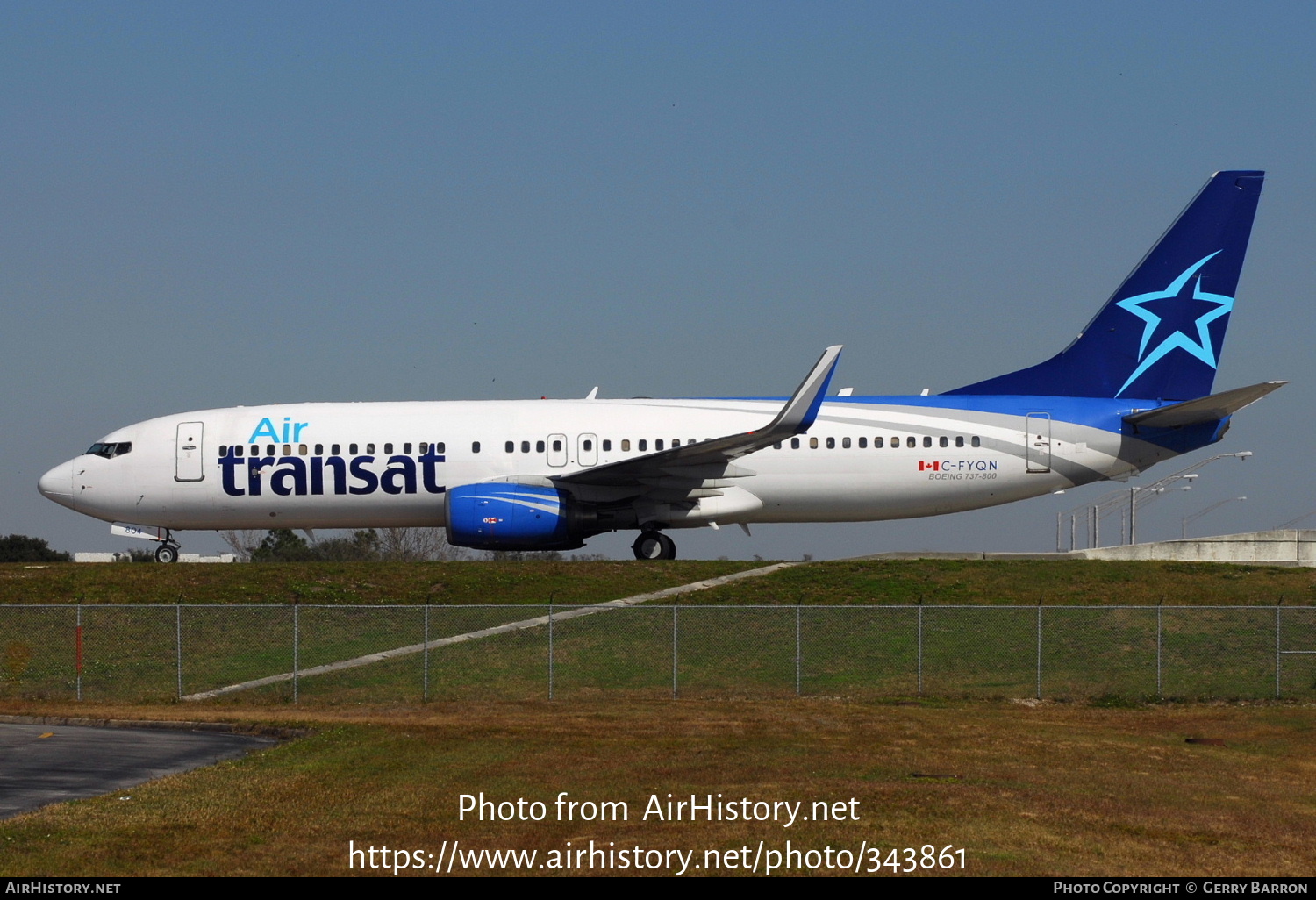 Aircraft Photo of C-FYQN | Boeing 737-8AS | Air Transat | AirHistory.net #343861