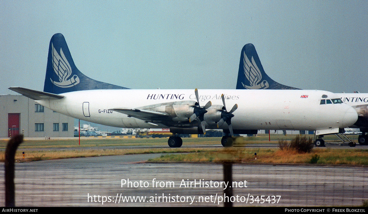 Aircraft Photo of G-FIZU | Lockheed L-188C(F) Electra | Hunting Cargo Airlines | AirHistory.net #345437