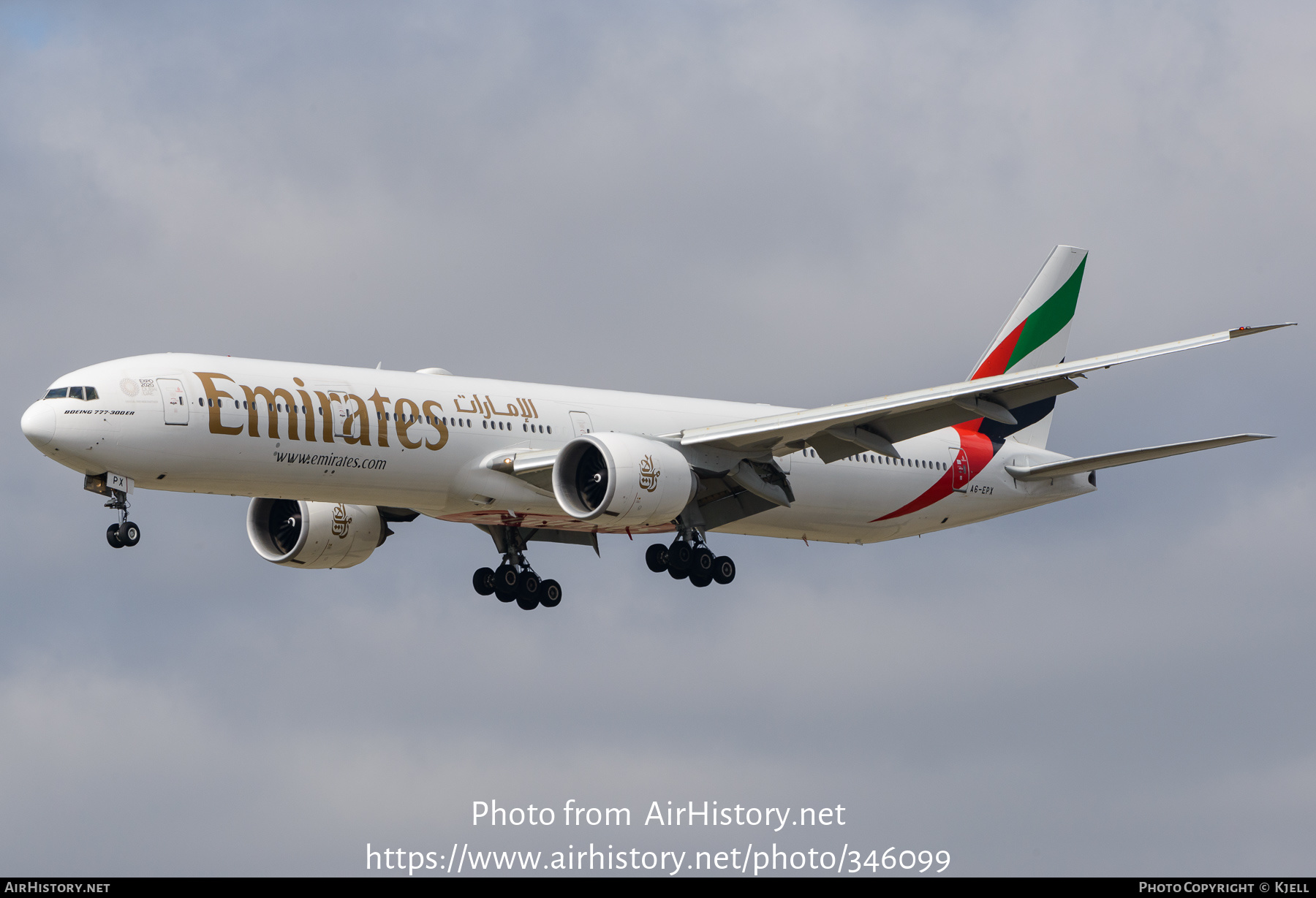 Aircraft Photo of A6-EPX | Boeing 777-300/ER | Emirates | AirHistory.net #346099