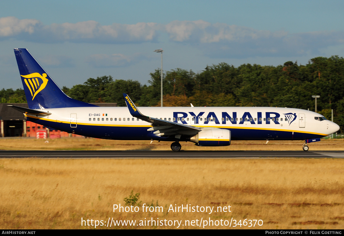 Aircraft Photo of EI-DAG | Boeing 737-8AS | Ryanair | AirHistory.net #346370