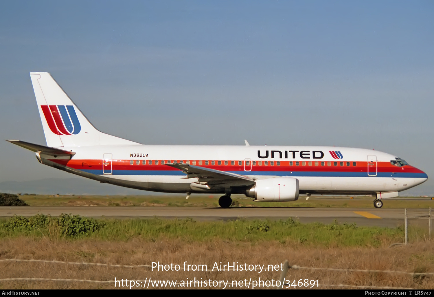 Aircraft Photo of N382UA | Boeing 737-322 | United Airlines | AirHistory.net #346891