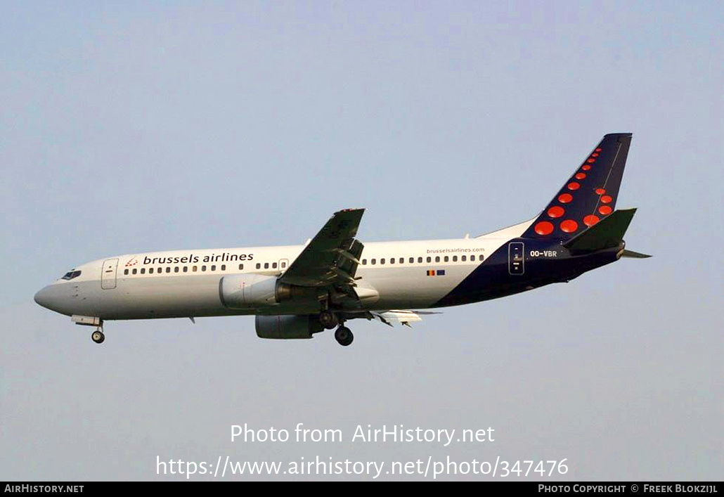 Aircraft Photo of OO-VBR | Boeing 737-4Y0 | Brussels Airlines | AirHistory.net #347476