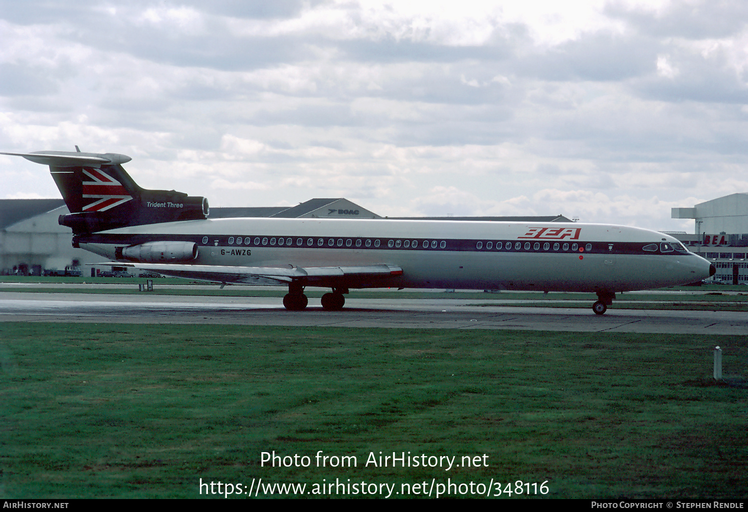 Aircraft Photo of G-AWZG | Hawker Siddeley HS-121 Trident 3B | BEA - British European Airways | AirHistory.net #348116