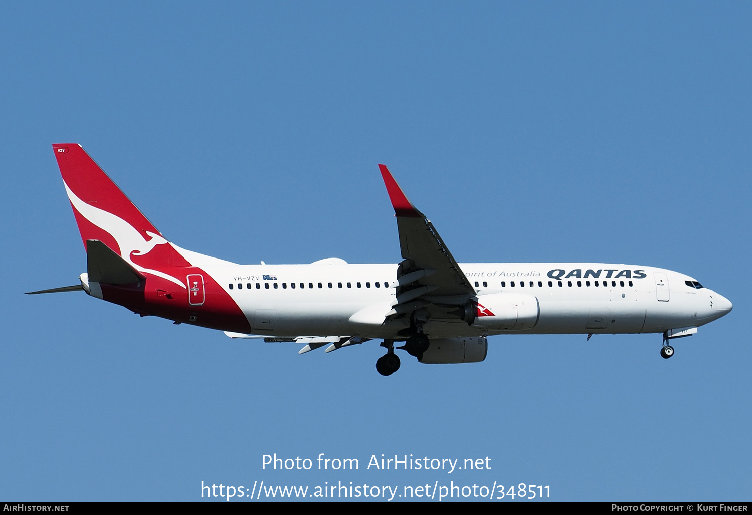 Aircraft Photo of VH-VZV | Boeing 737-838 | Qantas | AirHistory.net #348511