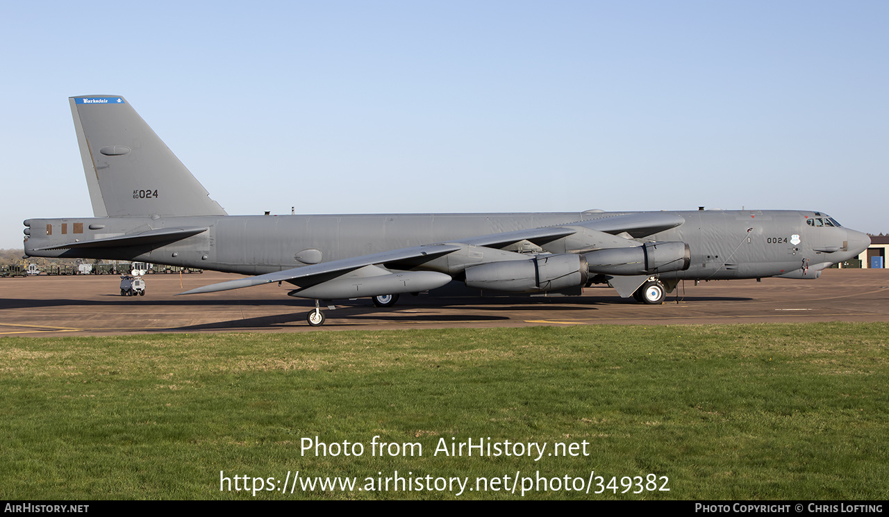 Aircraft Photo of 60-0024 / AF60-024 | Boeing B-52H Stratofortress | USA - Air Force | AirHistory.net #349382