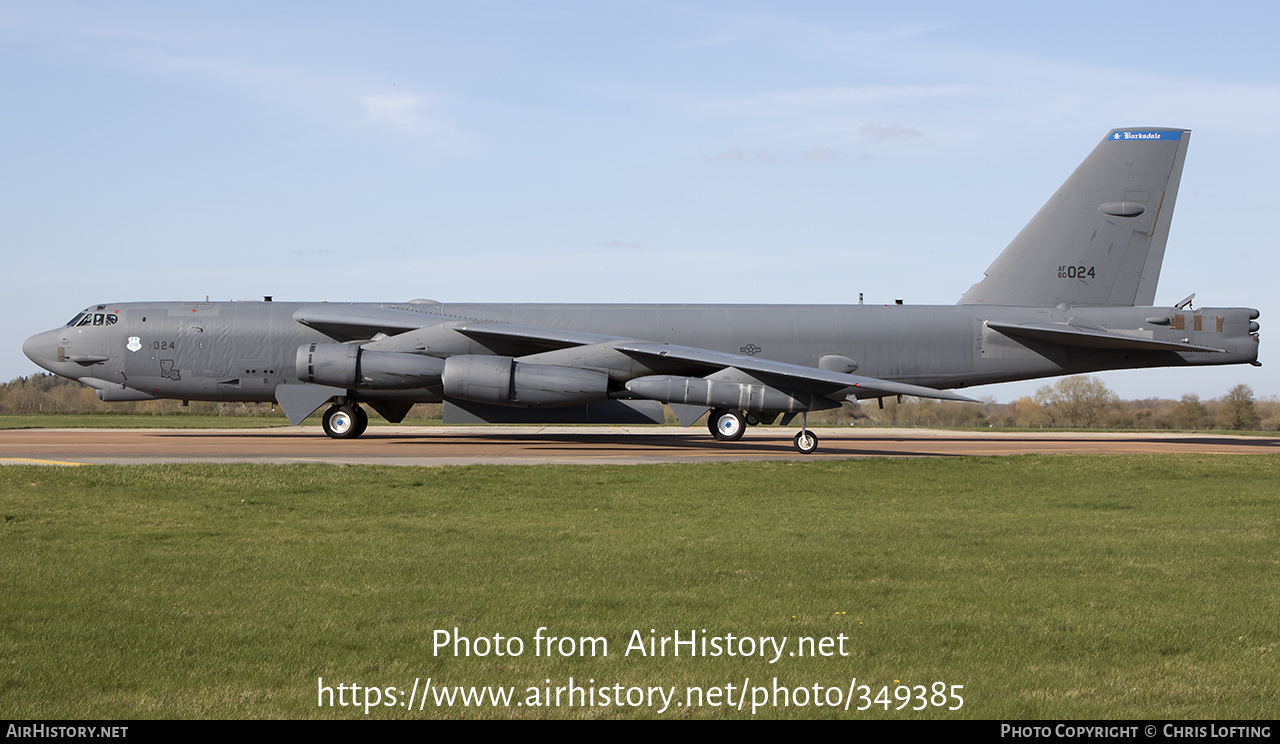 Aircraft Photo of 60-0024 / AF60-024 | Boeing B-52H Stratofortress | USA - Air Force | AirHistory.net #349385