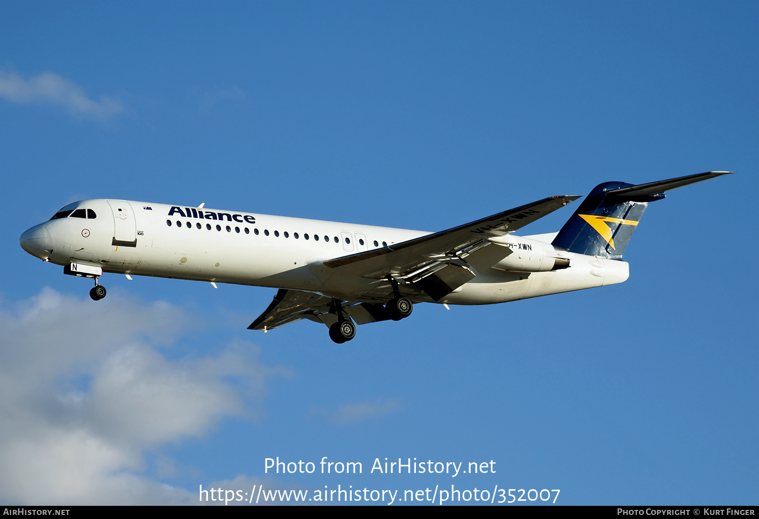 Aircraft Photo of VH-XWN | Fokker 100 (F28-0100) | Alliance Airlines | AirHistory.net #352007