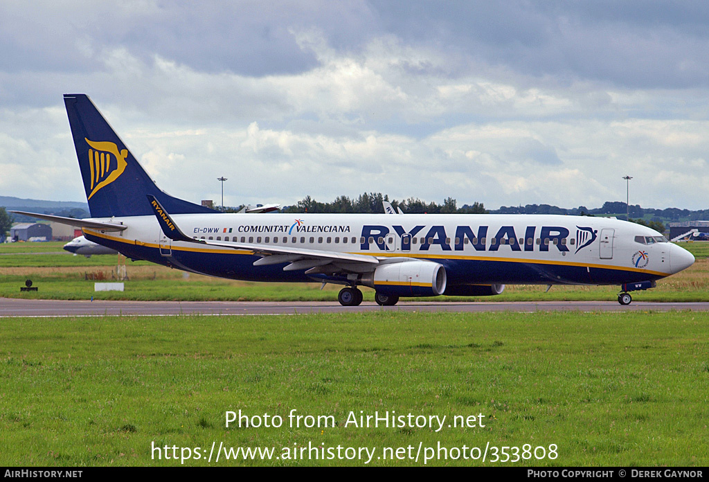 Aircraft Photo of EI-DWW | Boeing 737-8AS | Ryanair | Comunitat Valenciana | AirHistory.net #353808